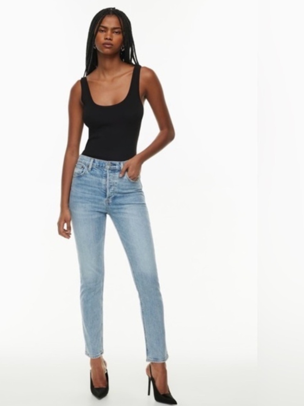 Frame Denim The Yoko High-Rise Jeans in Light Blue Wash